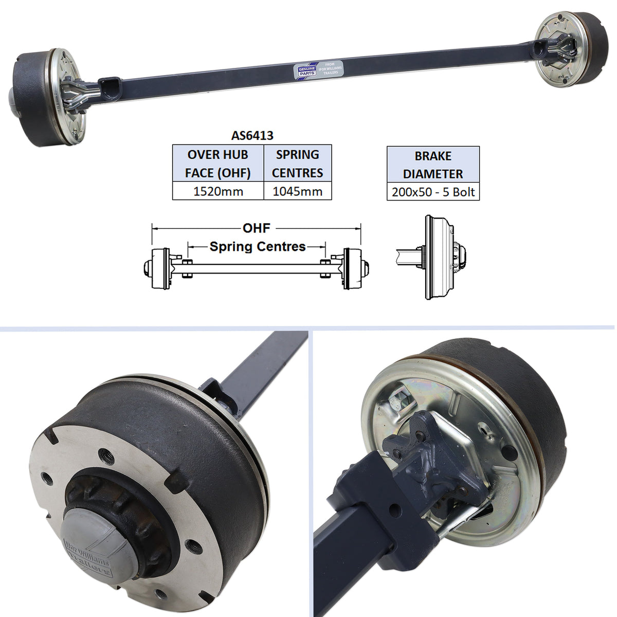 AS6413 - Complete Axle - LM85G, TT2515 with 12" wheels