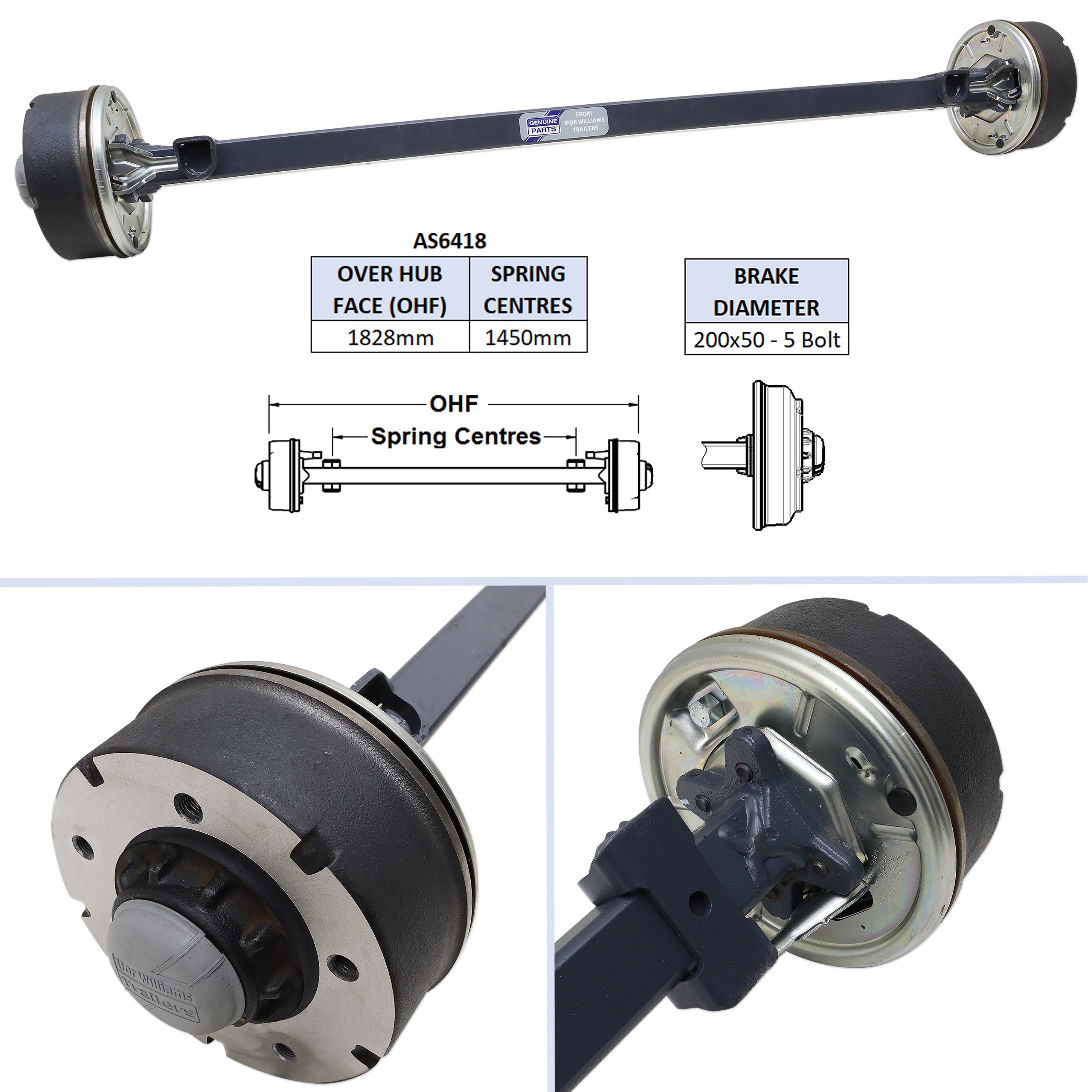 AS6418 - Complete Axle - LM1*6/DP Tri-Axle