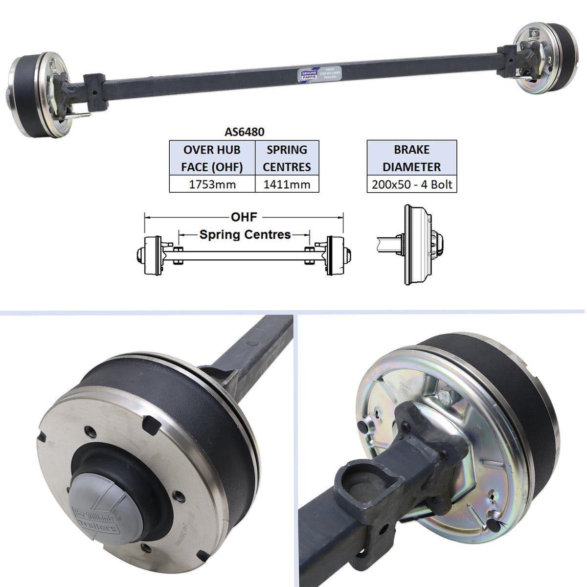 AS6480 - Complete Axle - TB 2.1m with 10" wheels