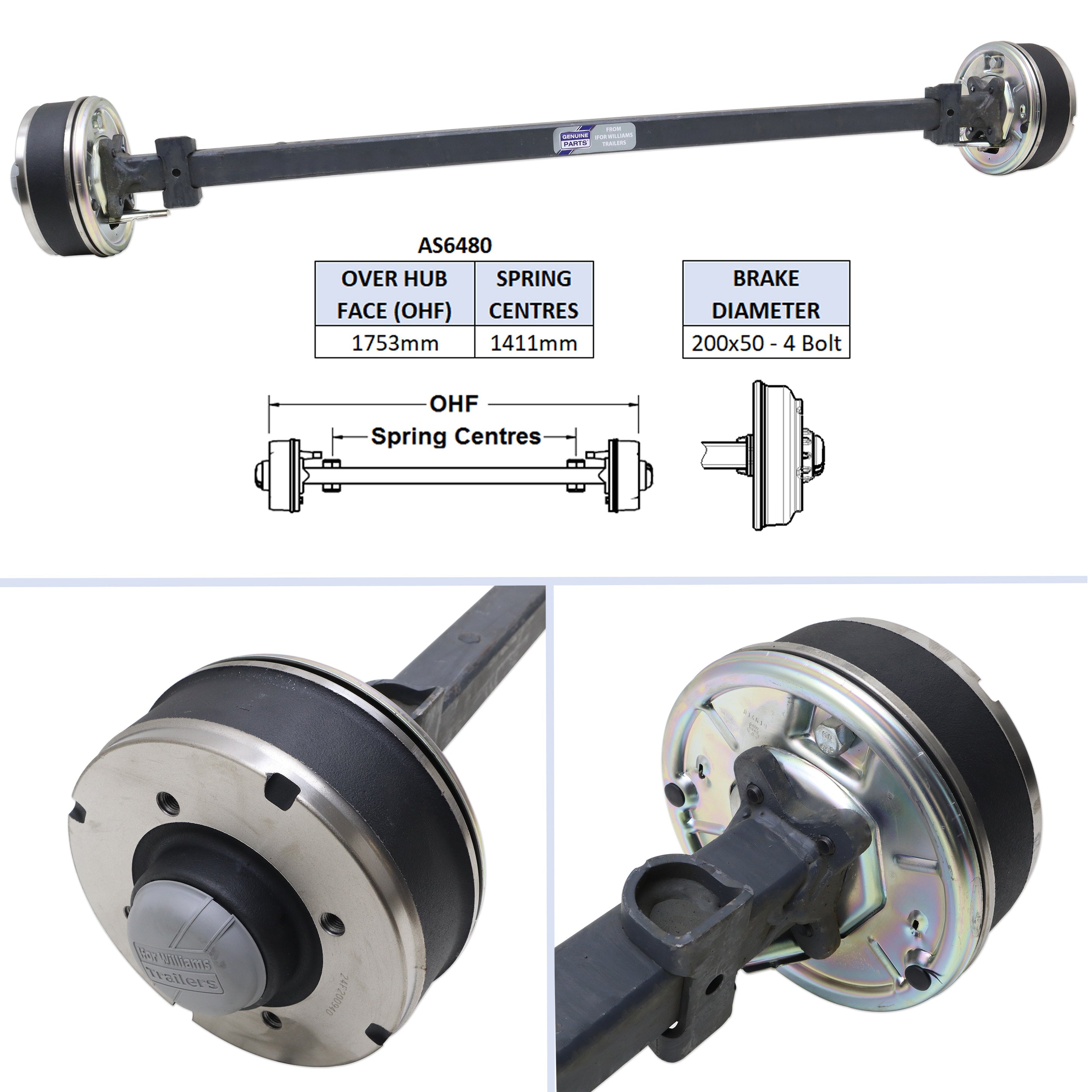 AS6480 - Complete Axle - TB 2.1m with 10" wheels
