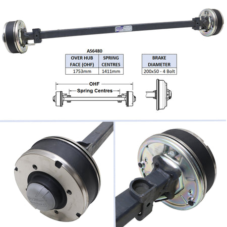 AS6480 - Complete Axle - TB 2.1m with 10" wheels