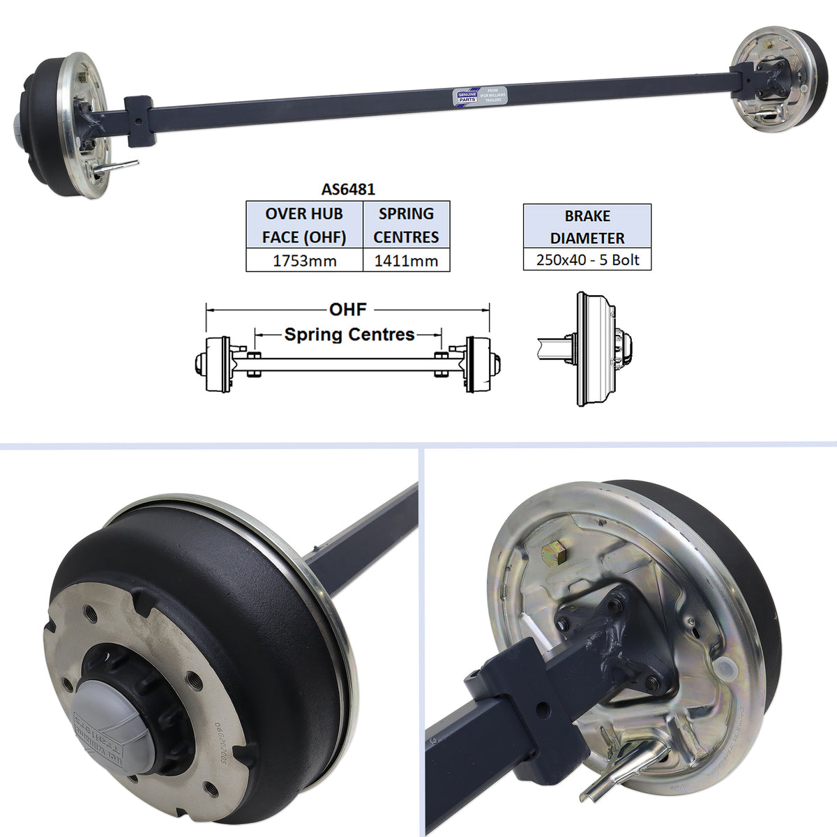 AS6481 - Complete Axle - TB 2.1m with 12" wheels