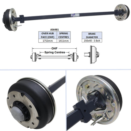 AS6481 - Complete Axle - TB 2.1m with 12" wheels
