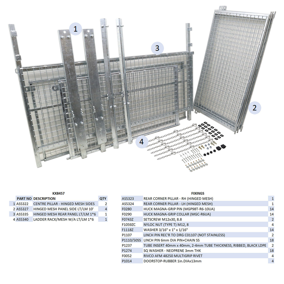 KX8457 - LT/LM106G Hinged Mesh Kit