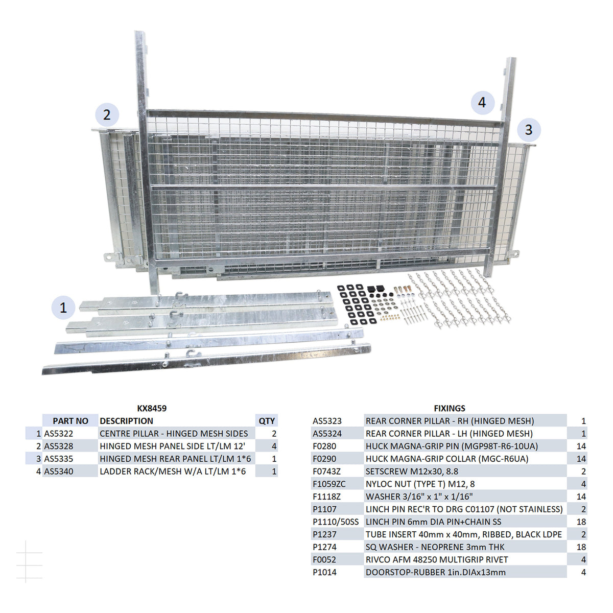 KX8459 - LT/LM126G Hinged Mesh Kit