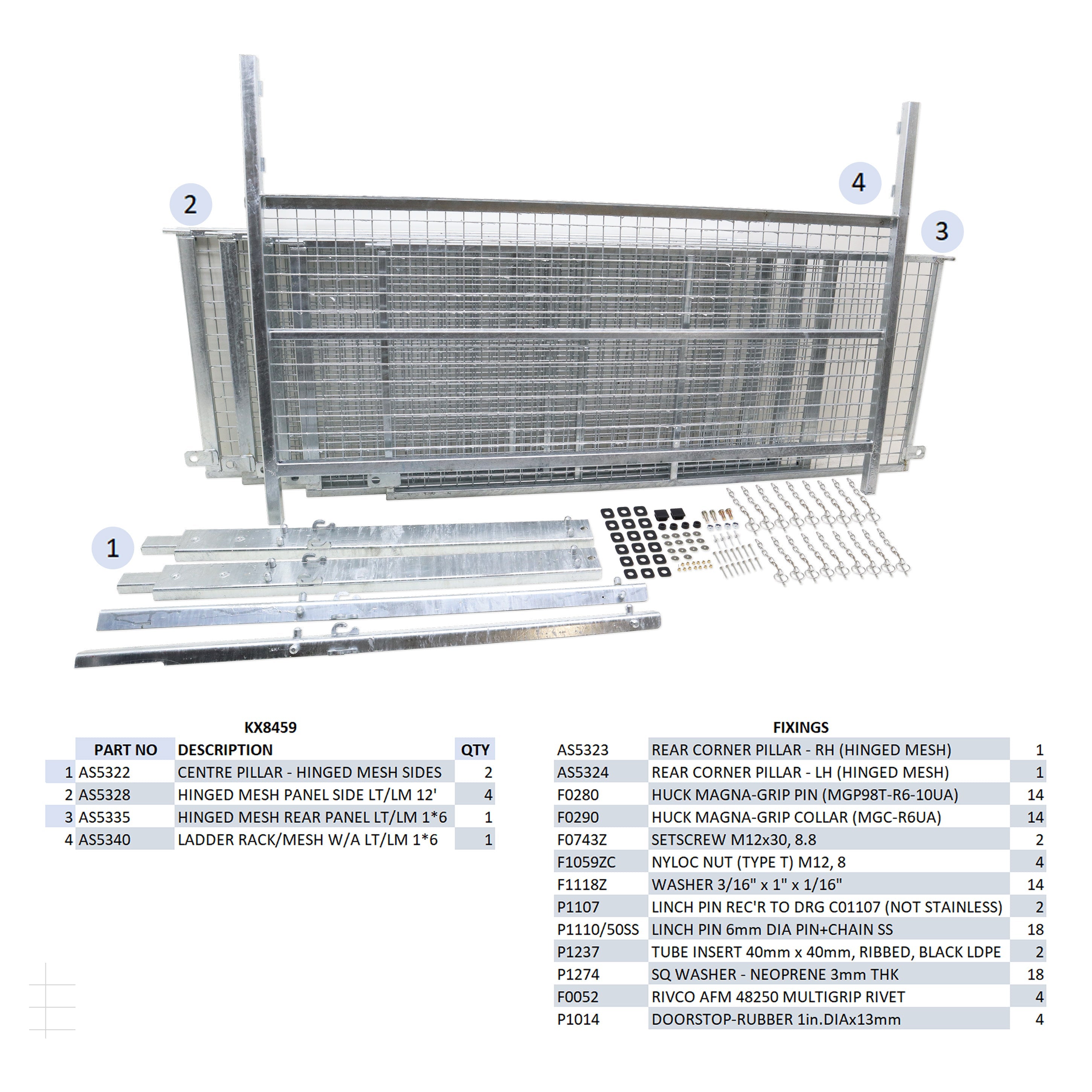 KX8459 - LT/LM126G Hinged Mesh Kit
