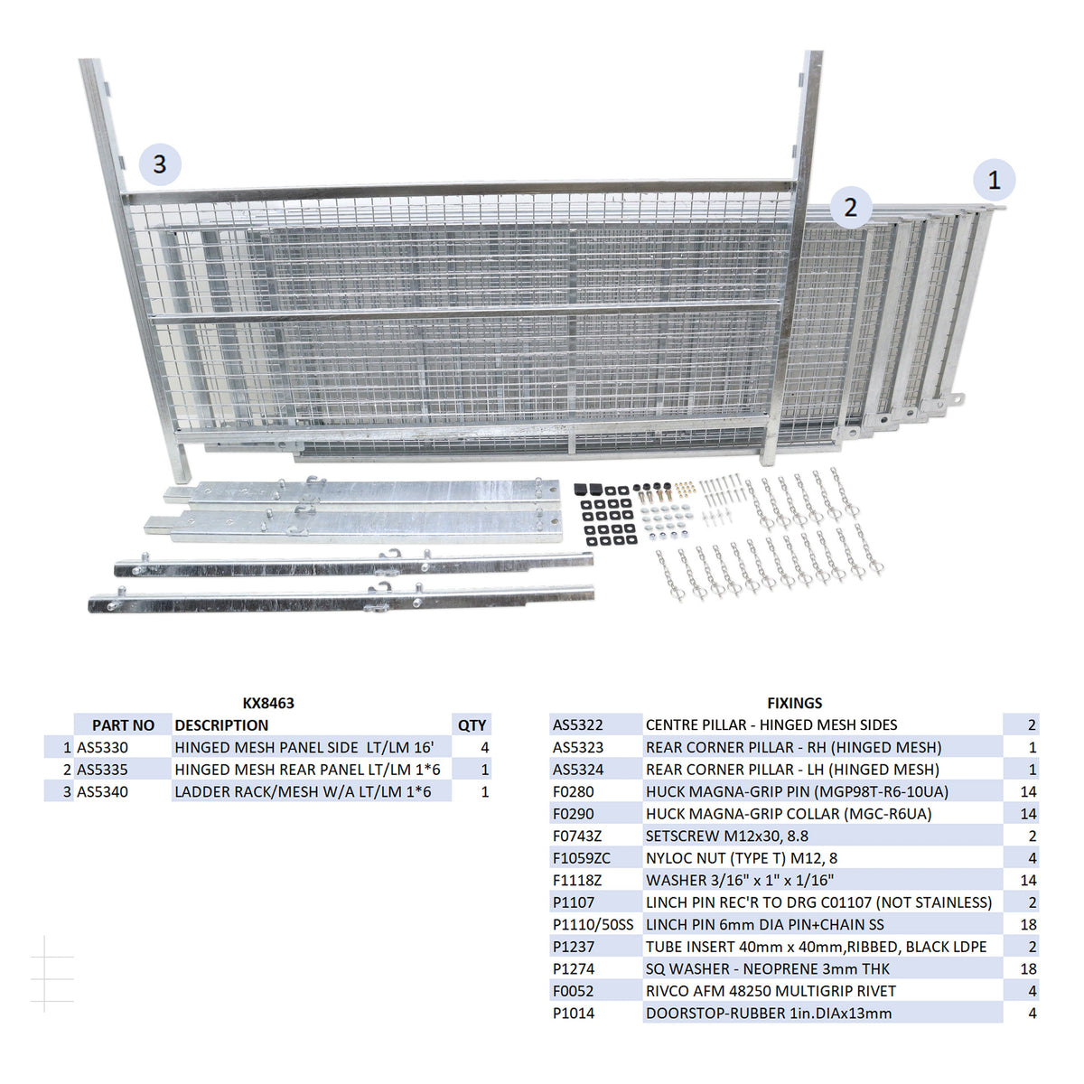 KX8463 - LT/LM166G Hinged Mesh Kit