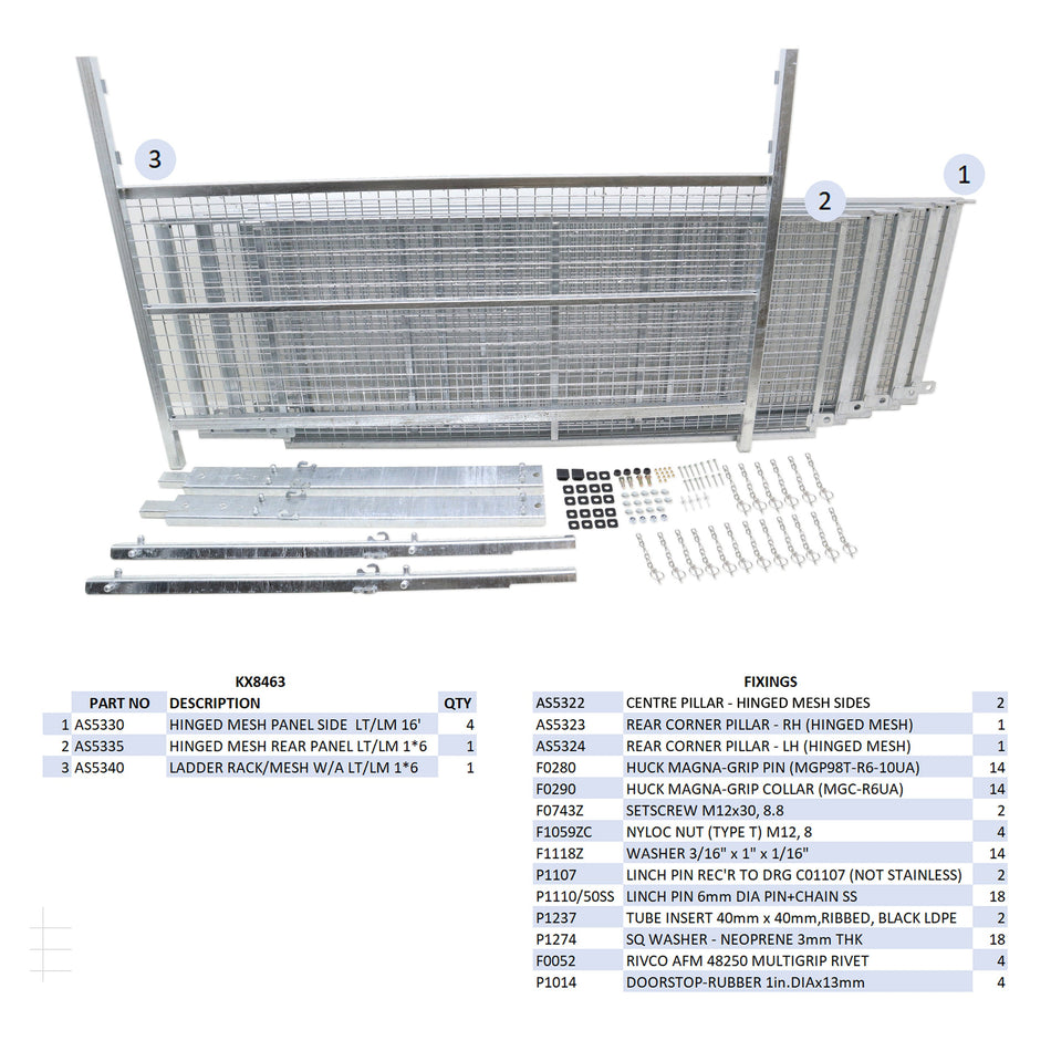 KX8463 - LT/LM166G Hinged Mesh Kit